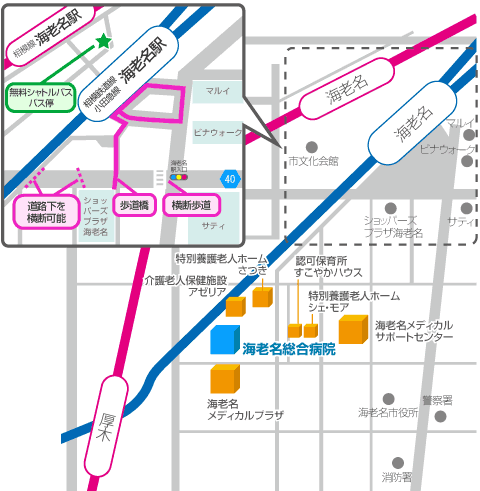 東埼玉総合病院への地図